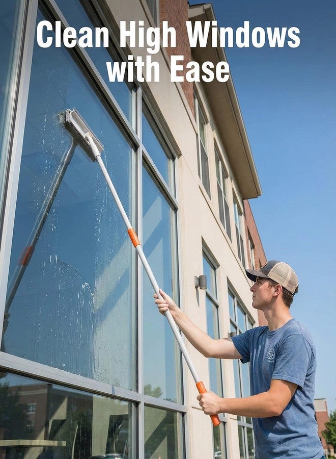 Vanteen Extendable Window Squeegee, 2 in 1 Shower Squeegee Head with Cleaning Cloth & Telescopic Stainless Steel Handle Up to 50 inch – Clean Windows, Glass Doors, Car Windshields Effortlessly - Image 3